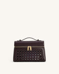 Thea Large Woven Top Handle Bag - Dark Red