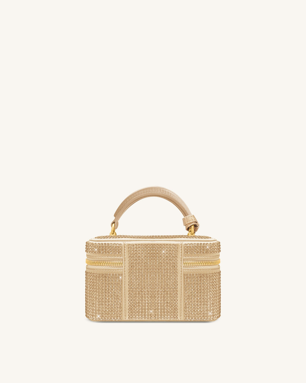 Cleo Artificial Crystal Box Shape Top Handle Bag - Champagne