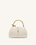 Bruna Dachshund Metal Handle Top Handle Bag - White