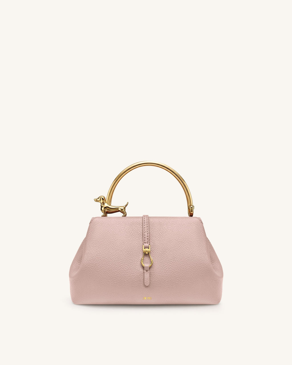 Bruna Dachshund Metal Handle Top Handle Bag - Light Pink