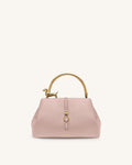 Bruna Dachshund Metal Handle Top Handle Bag - Light Pink