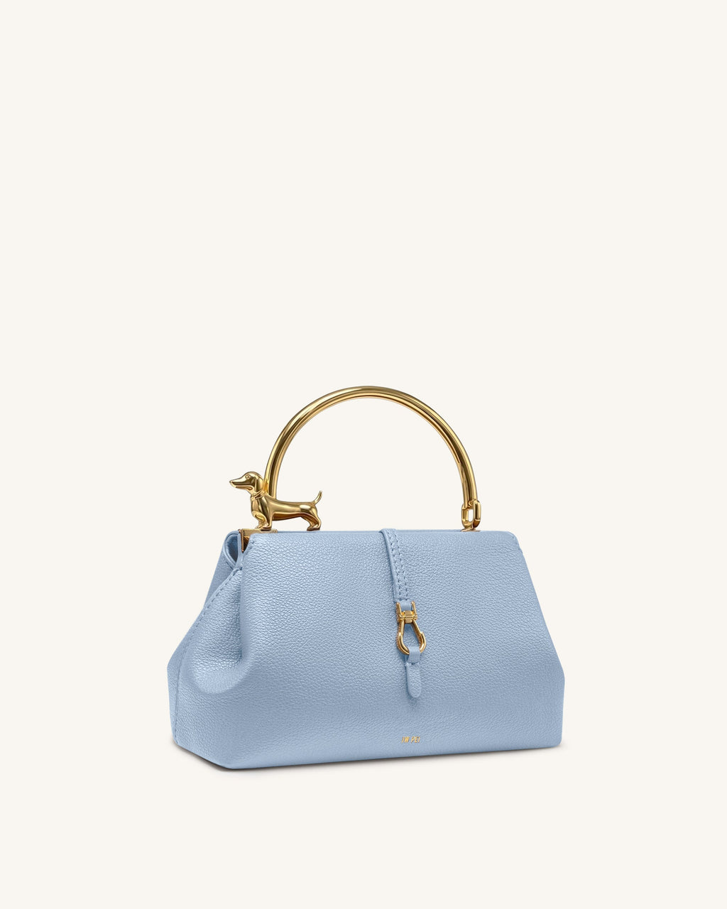 Bruna Dachshund Metal Handle Top Handle Bag - Light Blue