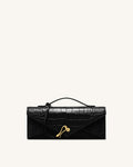 Celeste Envelope Top Handle Bag - Black Croc