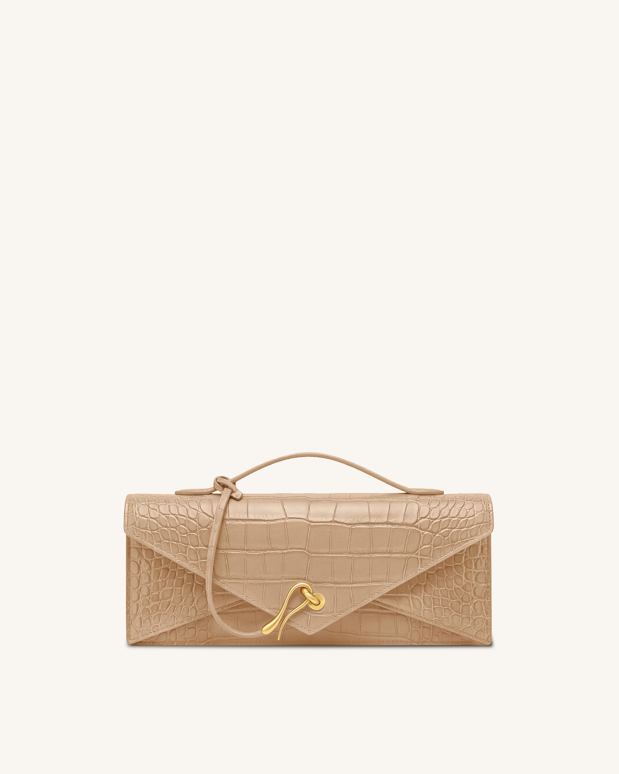 Celeste Envelope Top Handle Bag - Light Brown Croc