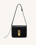 Evania Lock Pebbled Shoulder Bag - Black