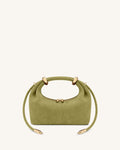 Ellie Faux Suede Metal Ring Embellished Top Handle Bag - Green