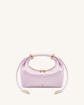 Ellie Satin Metal Ring Embellished Top Handle Bag - Light Purple