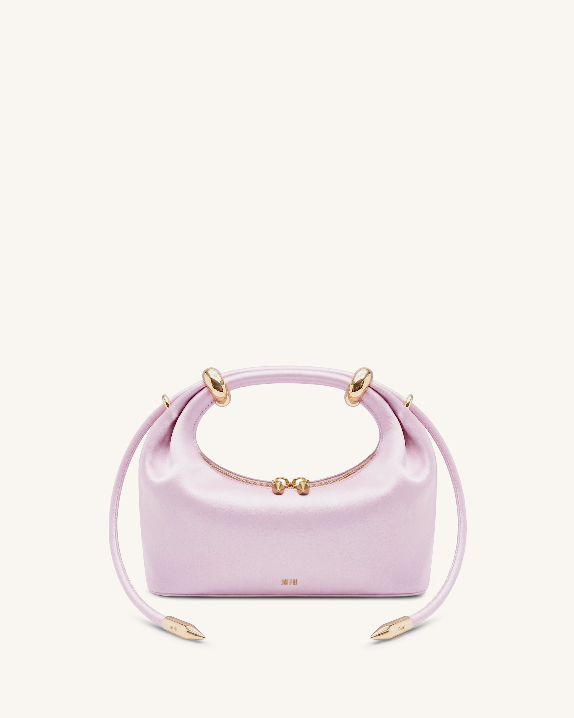 Ellie Satin Metal Ring Embellished Top Handle Bag - Light Purple