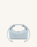 Ellie Faux Suede Metal Ring Embellished Top Handle Bag - Light Blue