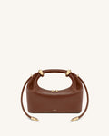 Ellie Metal Ring Embellished Top Handle Bag - Brown