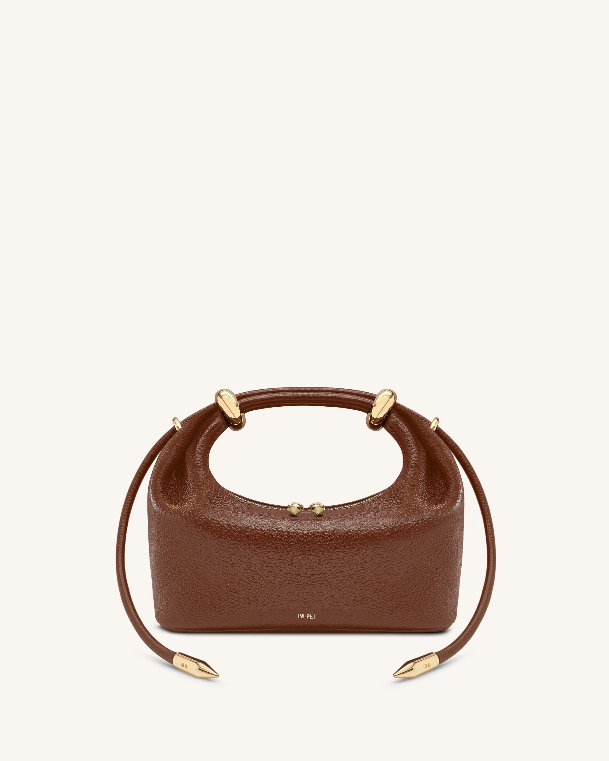 Ellie Metal Ring Embellished Top Handle Bag - Brown