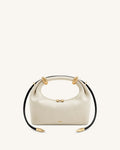 Ellie Metal Ring Embellished Top Handle Bag - Black Canvas