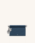 Holly Metal Pendant Embellished Clutch - Blue Denim