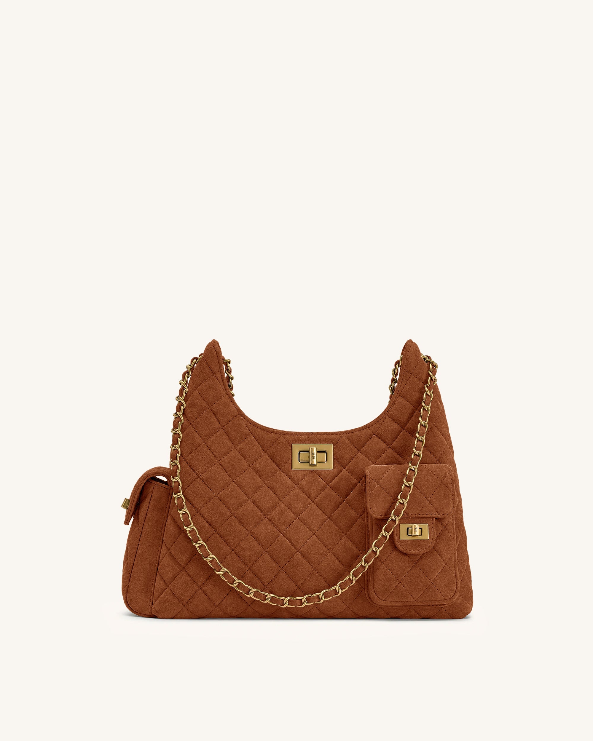 Vivian Faux Suede Shoulder Bag - Brown