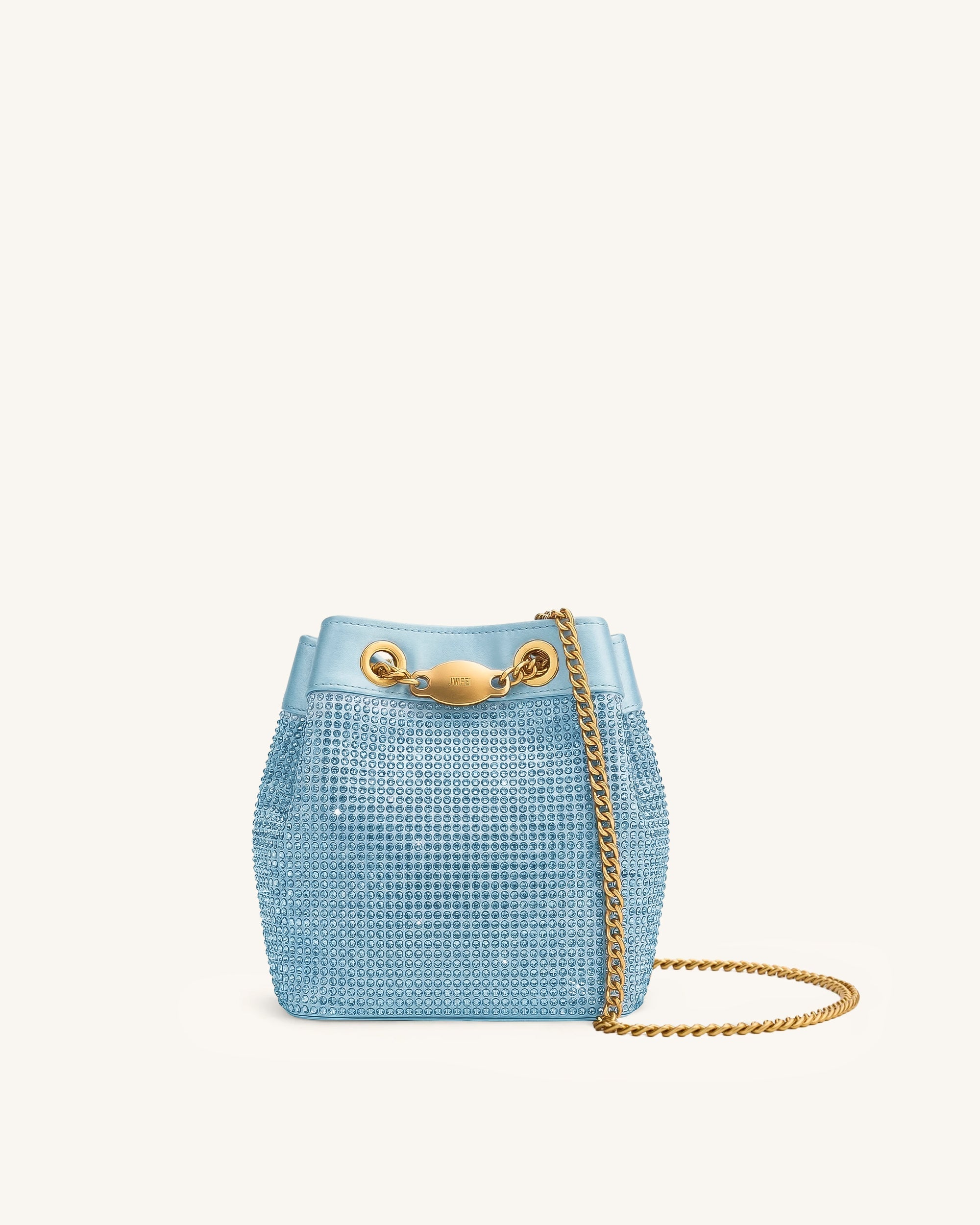 Yara Artificial Crystal Bucket Bag - Light Blue