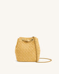 Yara Faux Suede Hand-Woven Bucket Bag - Yellow