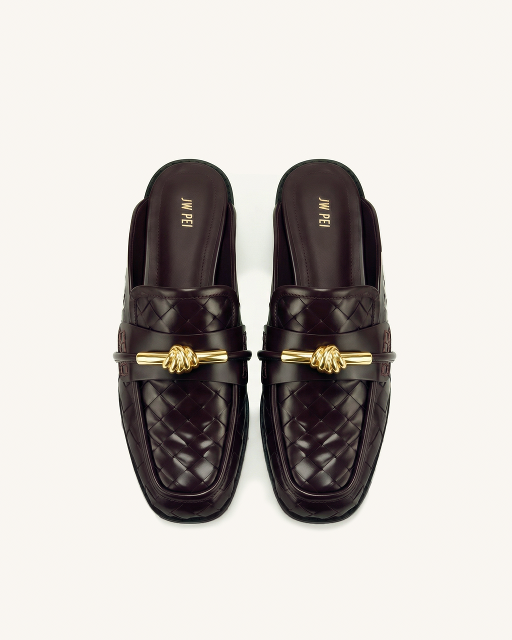 Elowen Woven Horsebit Mule Loafers - Burgundy