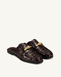 Elowen Woven Horsebit Mule Loafers - Burgundy
