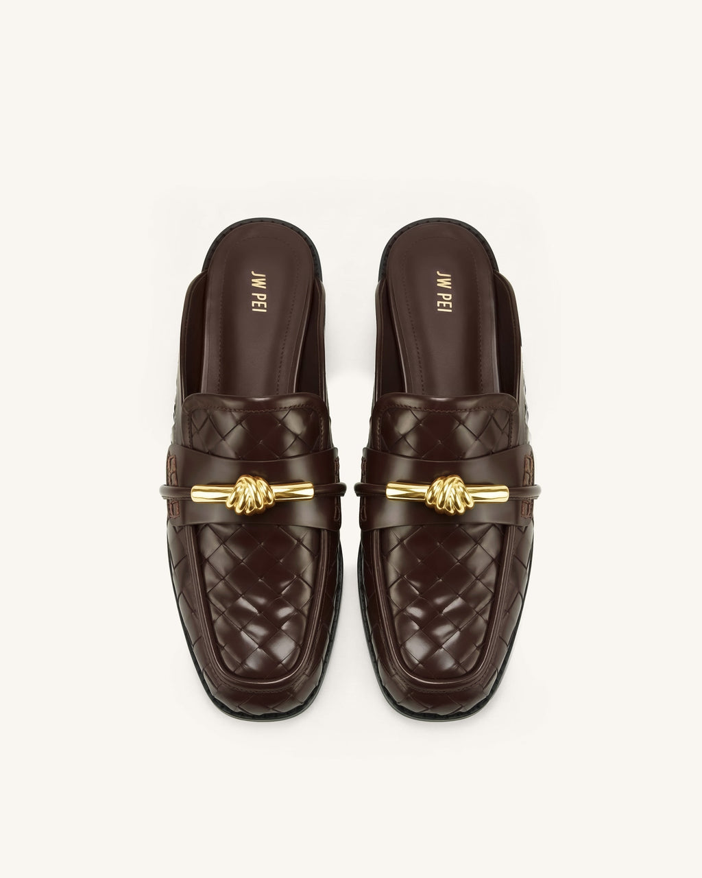 Elowen Woven Horsebit Mule Loafers - Chocolate Brown
