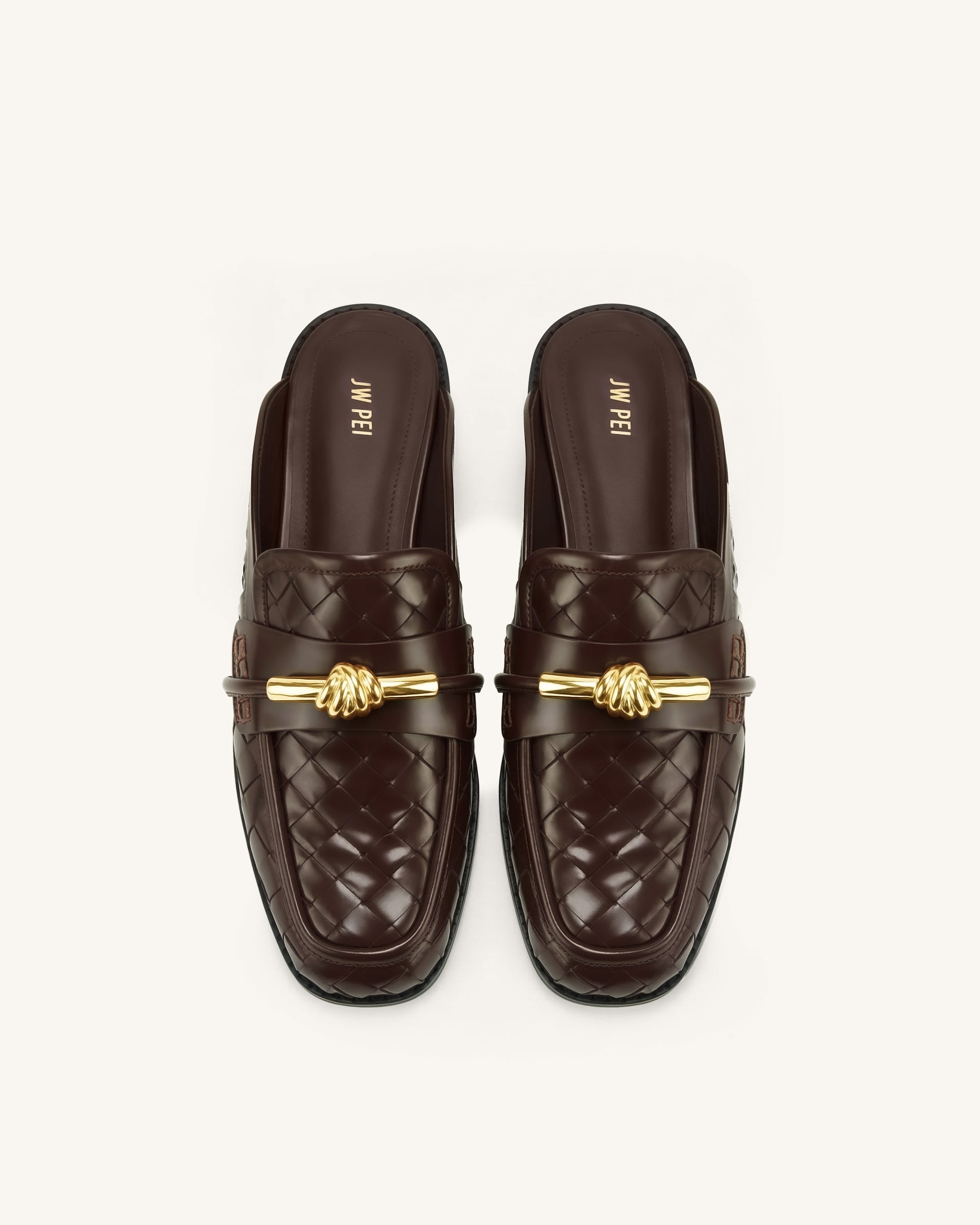 Elowen Woven Horsebit Mule Loafers - Chocolate Brown