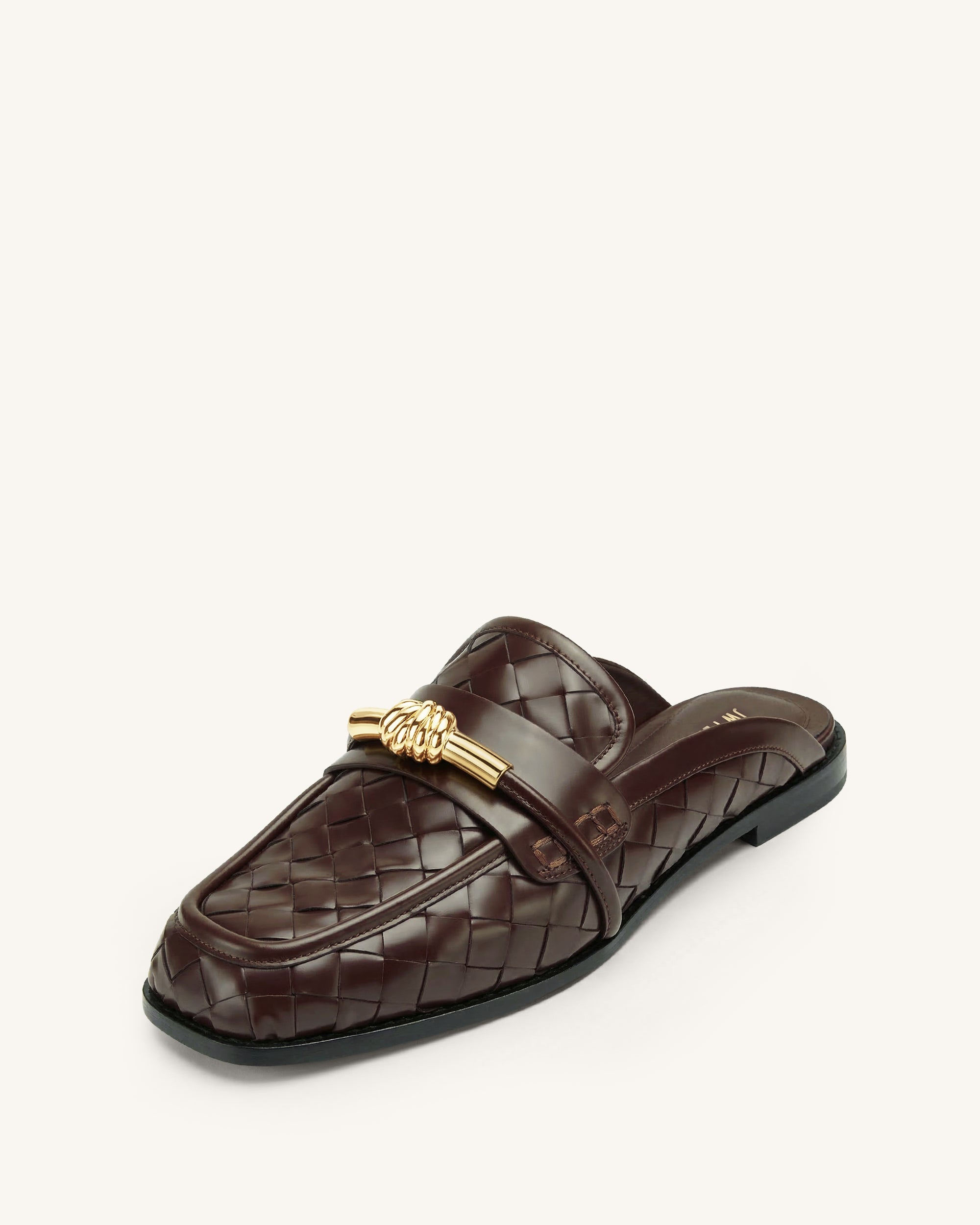 Elowen Woven Horsebit Mule Loafers - Chocolate Brown