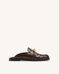 Elowen Woven Horsebit Mule Loafers - Chocolate Brown