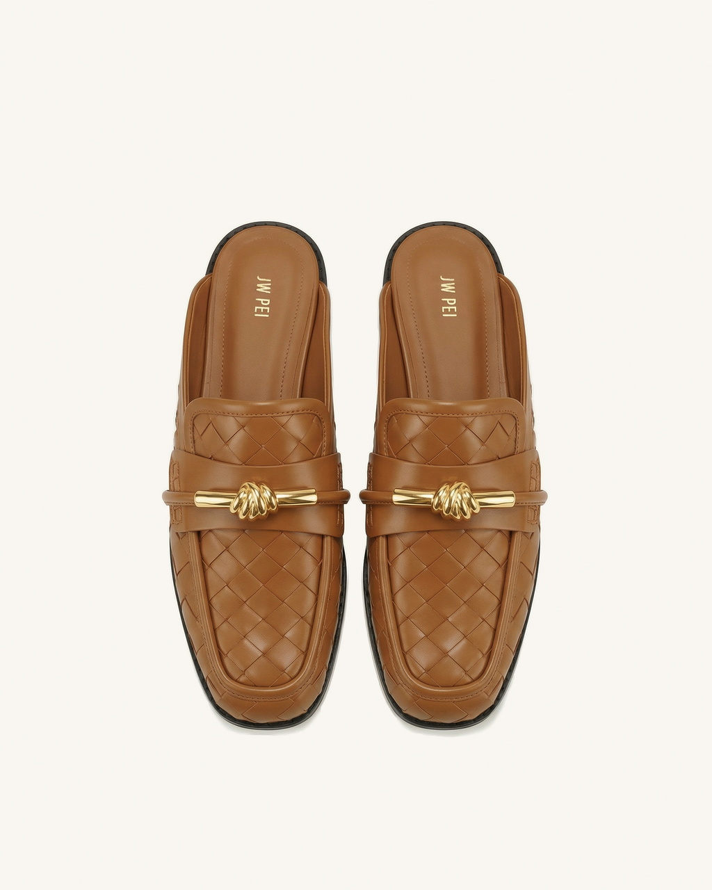 Elowen Woven Horsebit Mule Loafers - Brown