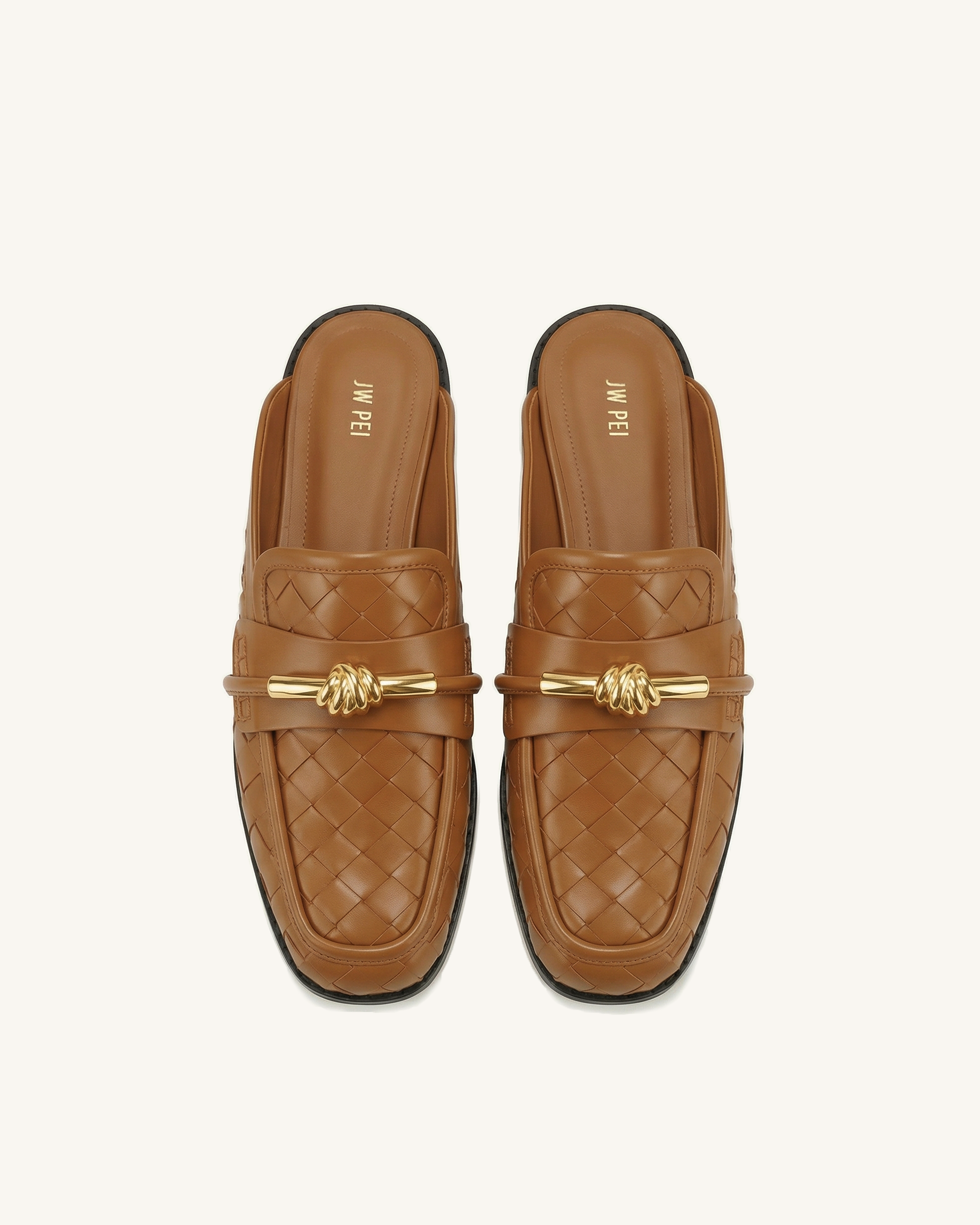 Elowen Woven Horsebit Mule Loafers - Brown