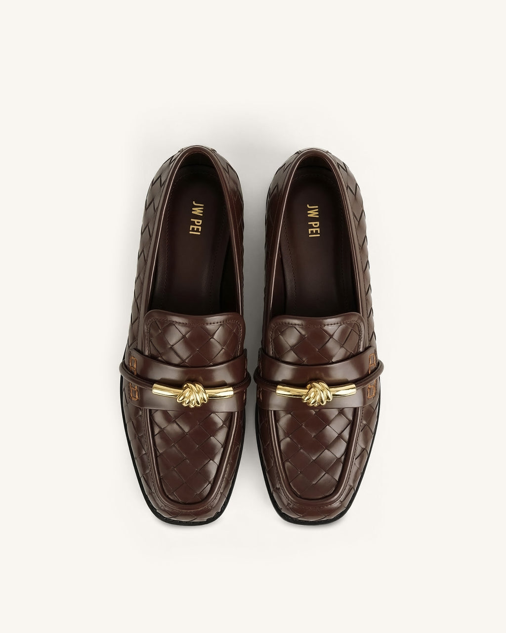 Elowen Woven Horsebit Loafers - Chocolate Brown
