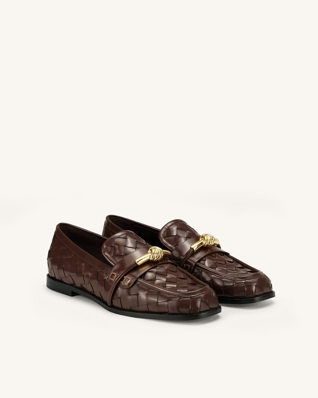 Elowen Woven Horsebit Loafers - Chocolate Brown