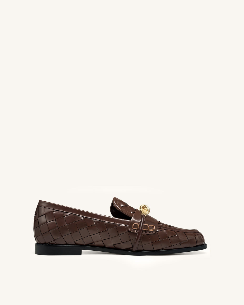 Elowen Woven Horsebit Loafers - Chocolate Brown
