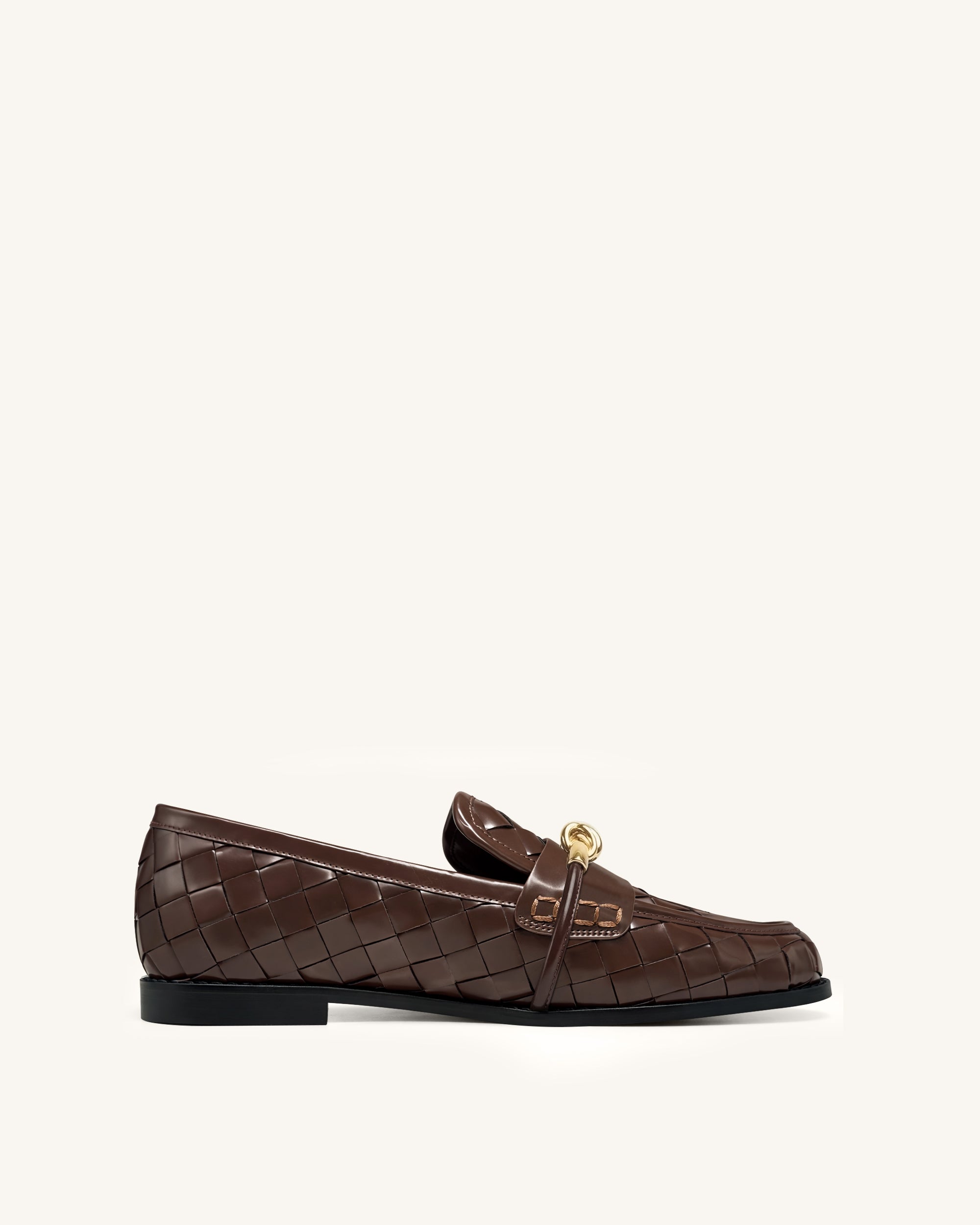 Elowen Woven Horsebit Loafers - Chocolate Brown