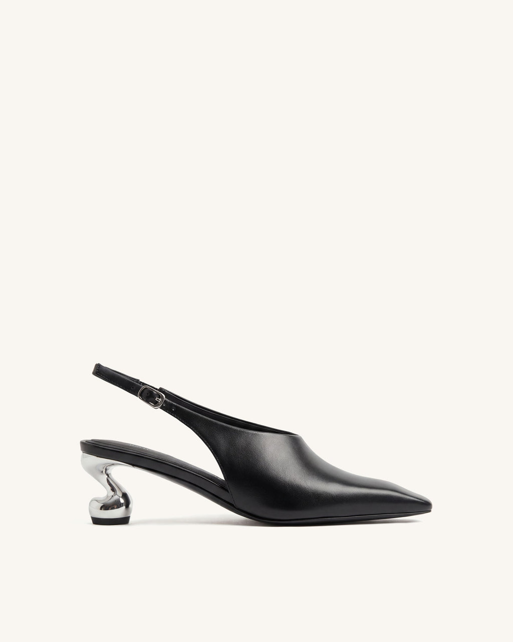 Hannah Sculptural Heel Slingback Pumps - Black