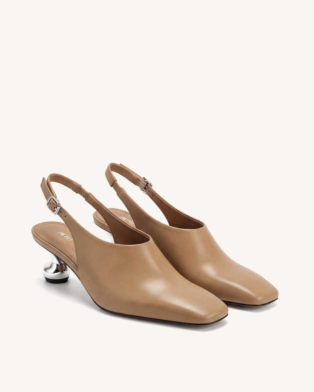 Hannah Sculptural Heel Slingback Pumps - Khaki