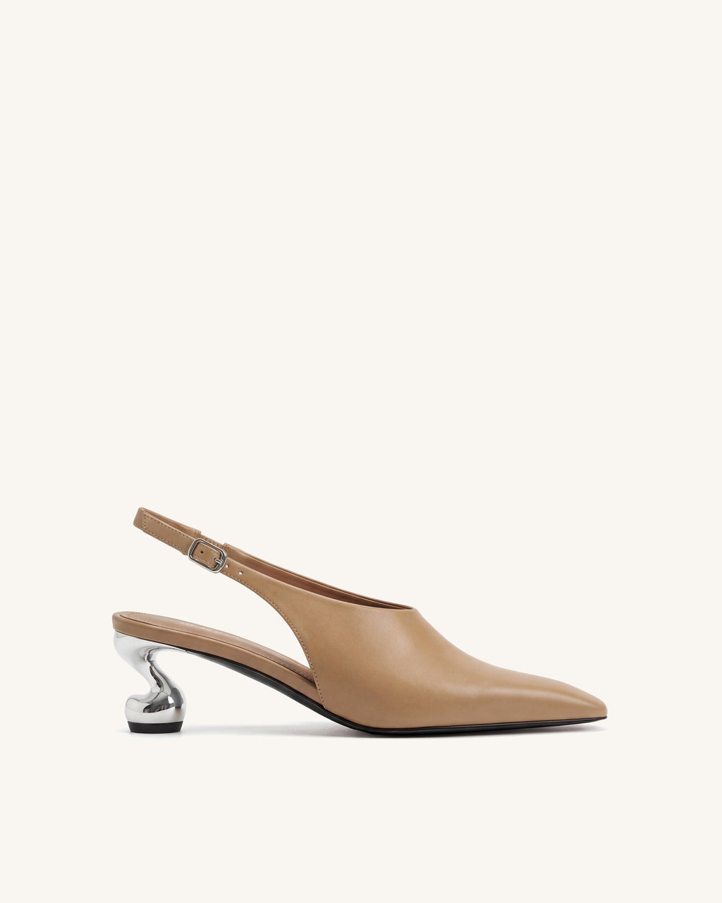 Hannah Sculptural Heel Slingback Pumps - Khaki