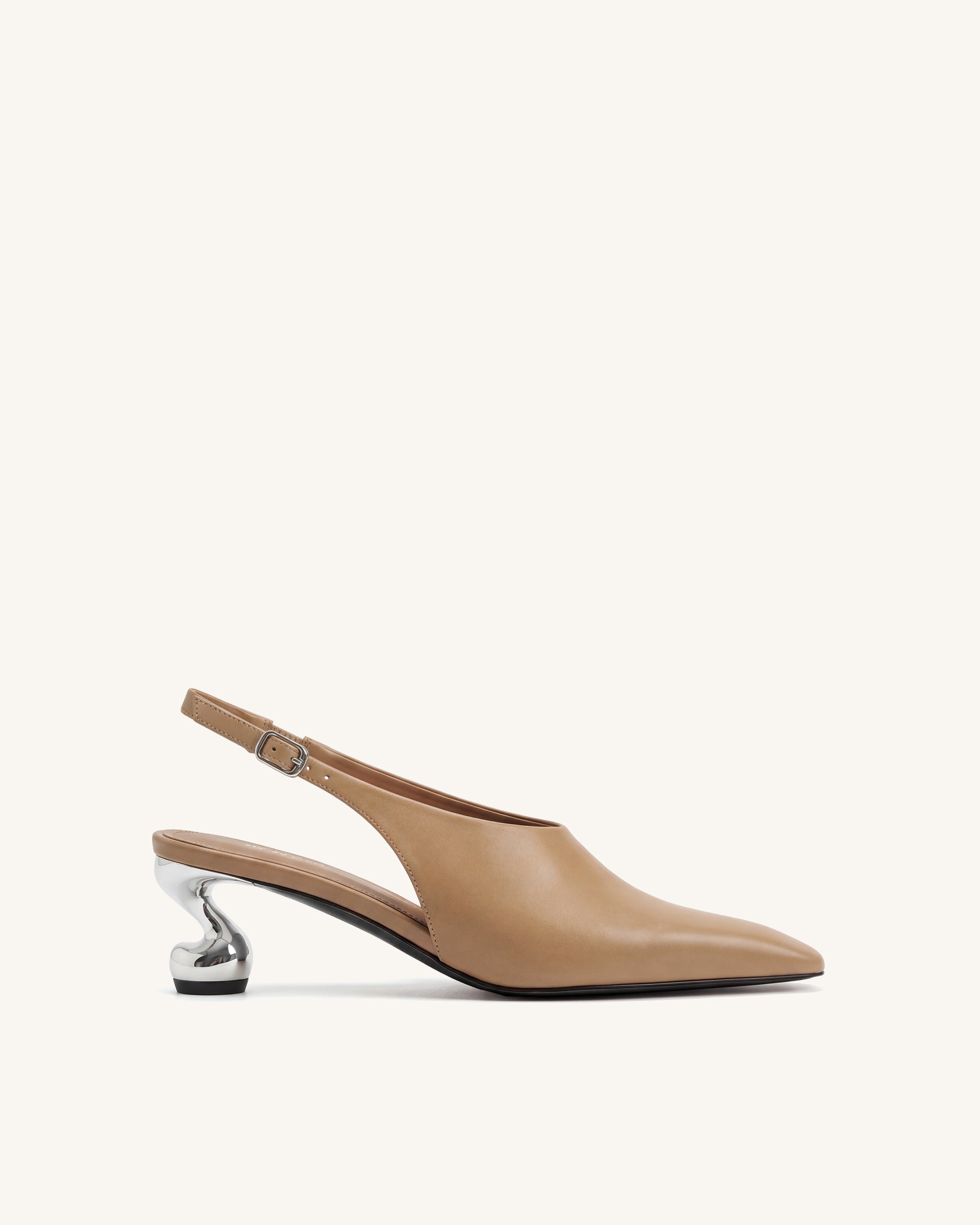 Hannah Sculptural Heel Slingback Pumps - Khaki