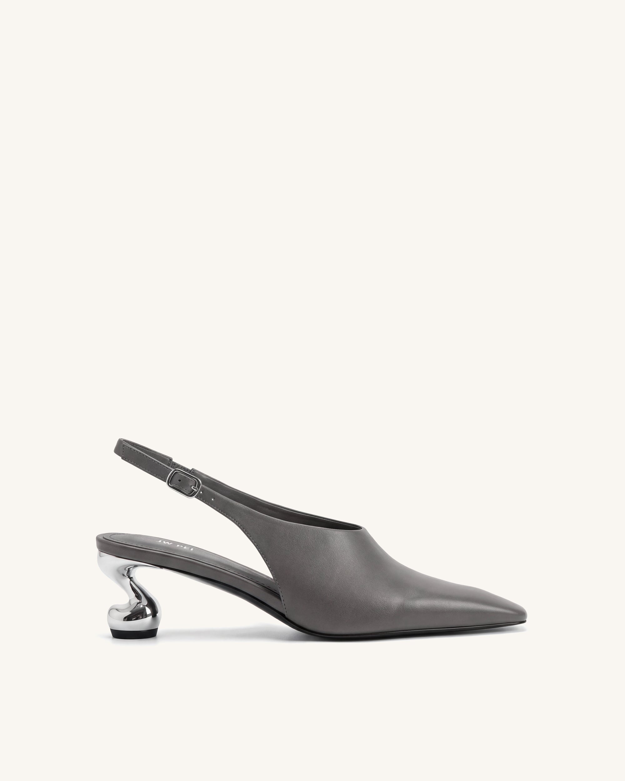 Hannah Sculptural Heel Slingback Pumps - Gray