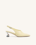 Hannah Sculptural Heel Slingback Pumps - Yellow