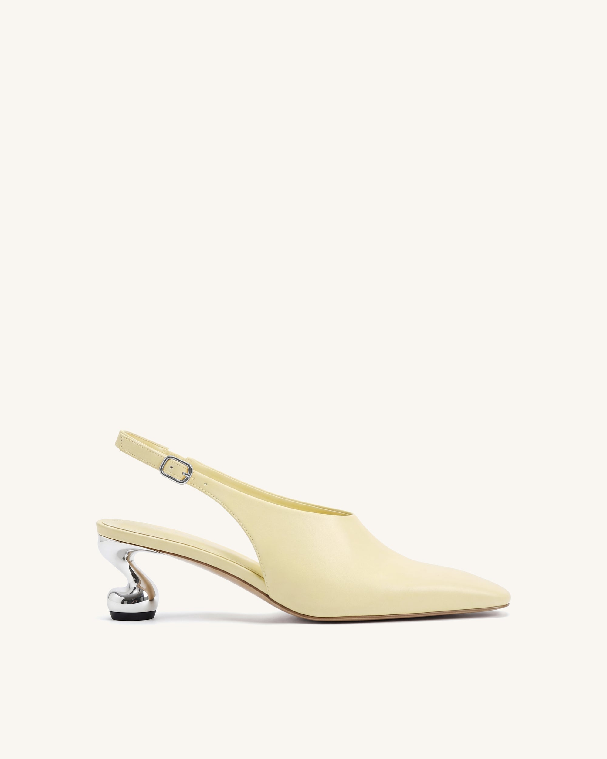 Hannah Sculptural Heel Slingback Pumps - Yellow