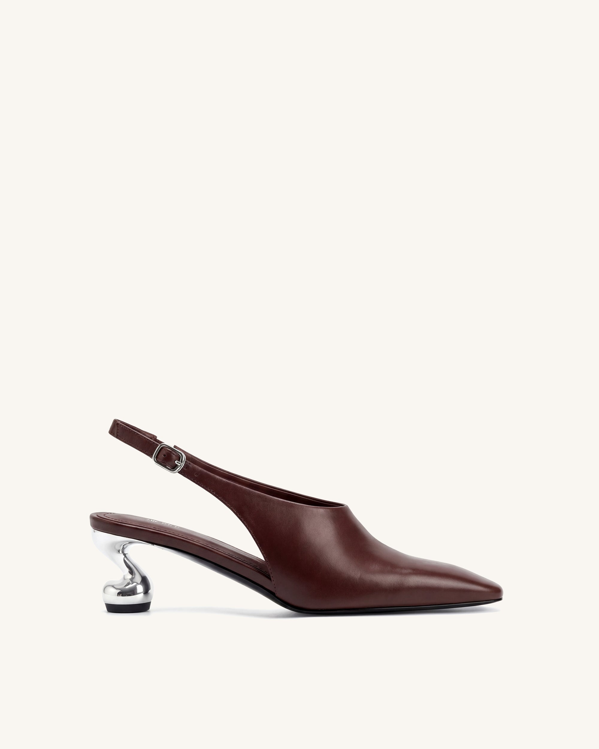 Hannah Sculptural Heel Slingback Pumps - Burgundy