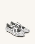 Thalia Mesh Panel Multi-Strap Ballet Flats - Silver