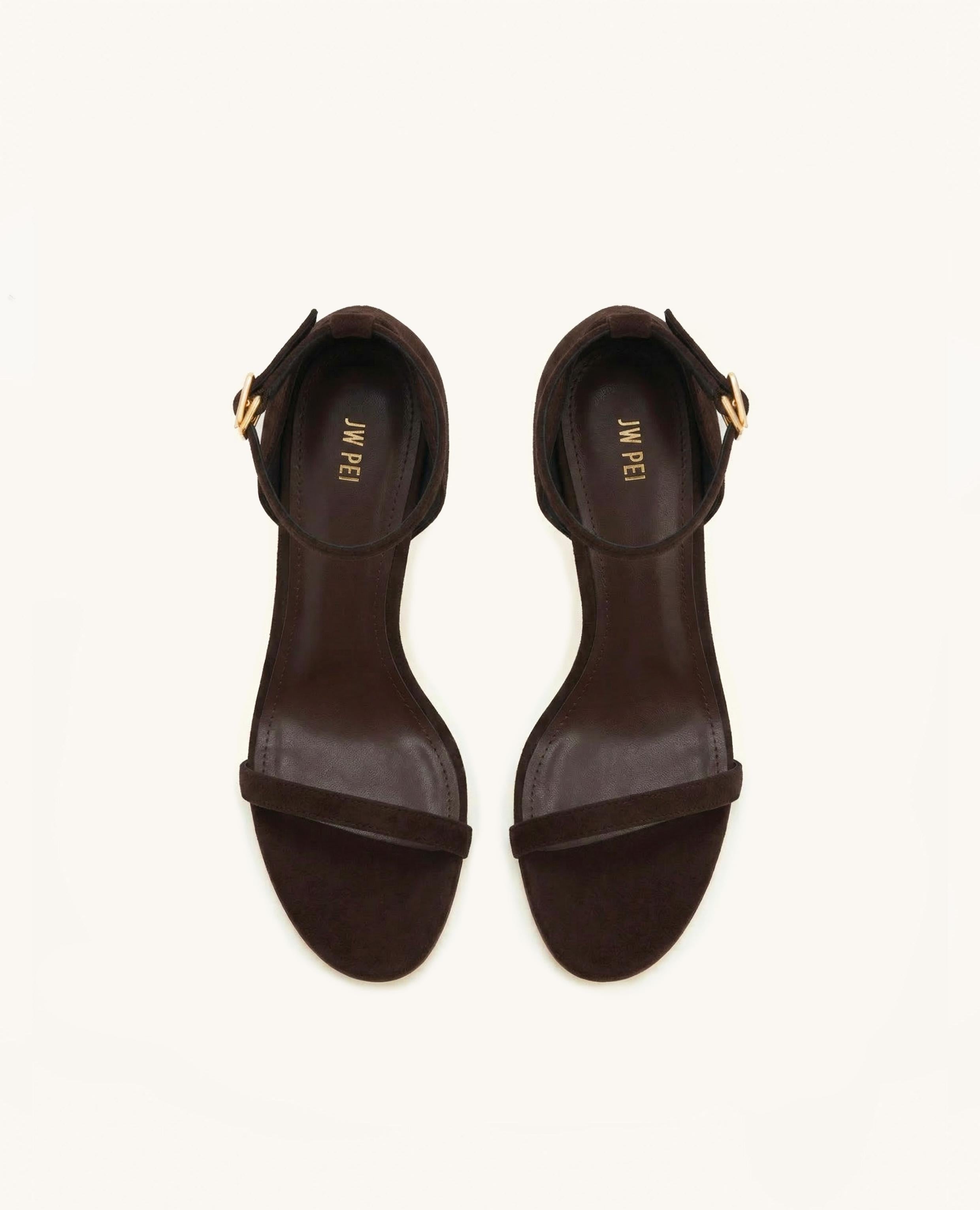 Alivia Ankle Strap Suede Sandals - Dark Brown