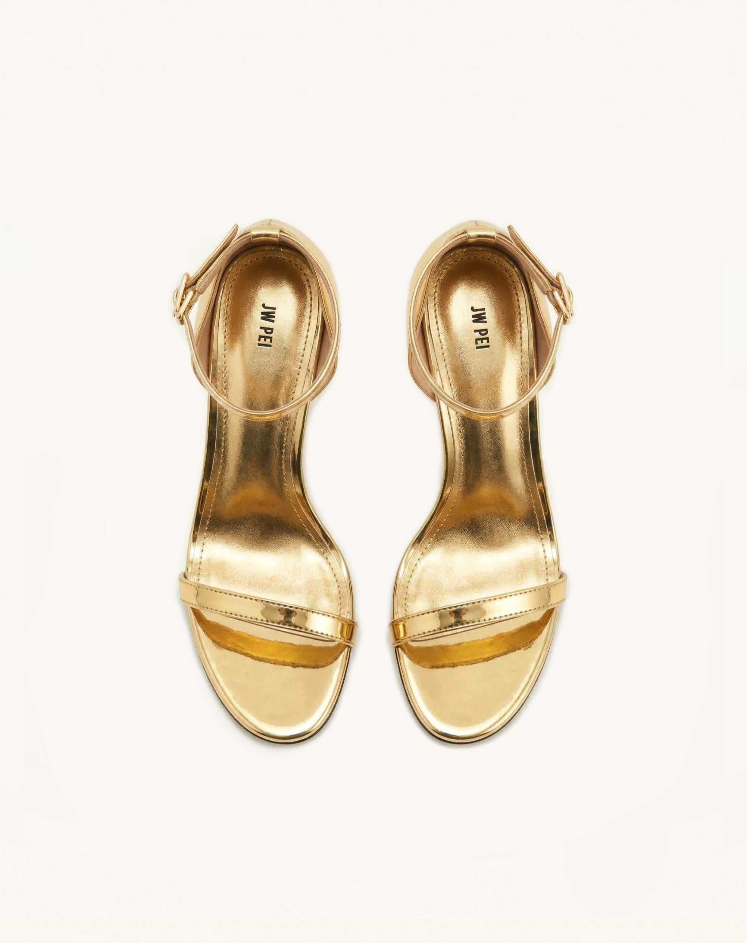 Alivia Ankle Strap Metallic Sandals - Gold