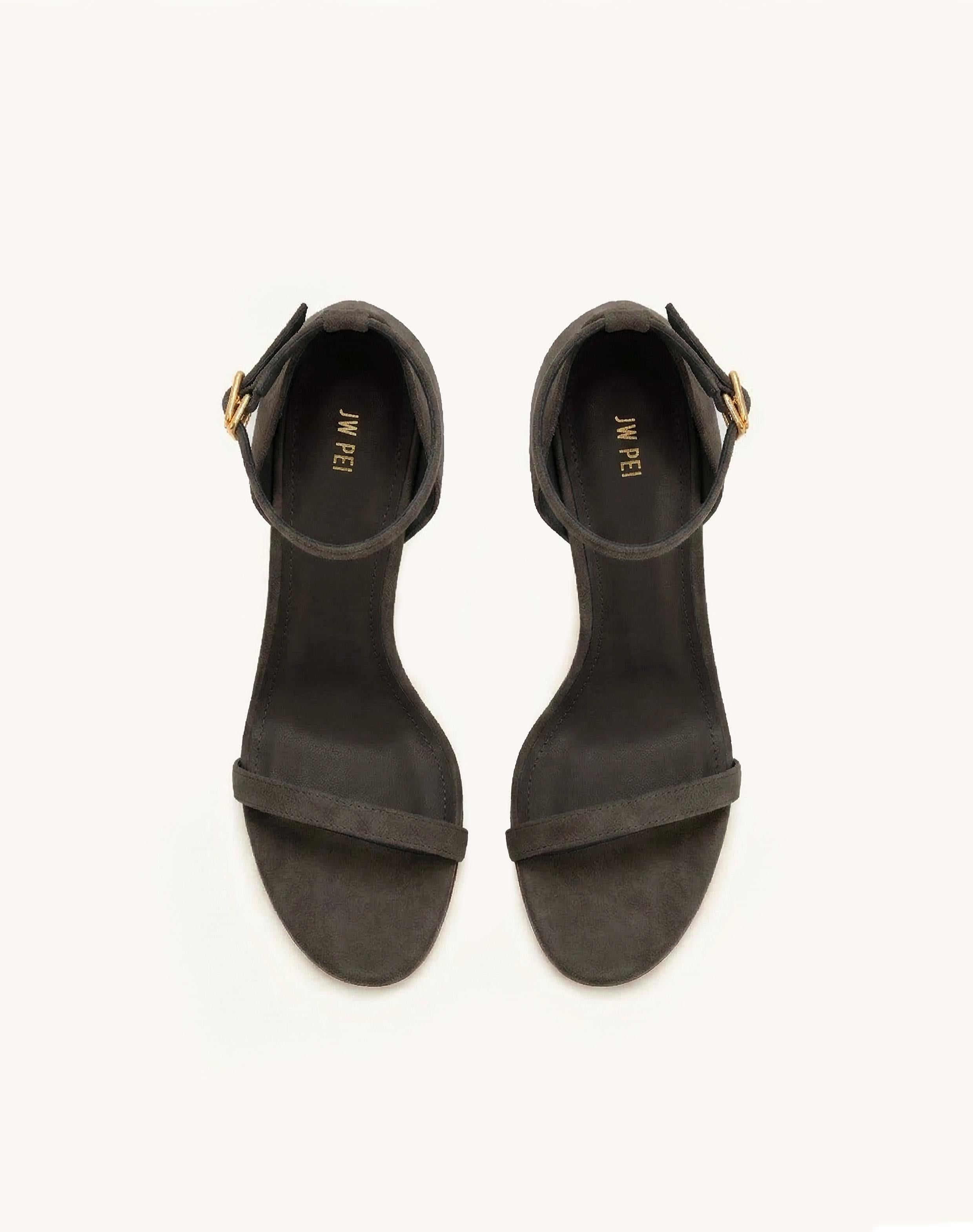Alivia Ankle Strap Suede Sandals - Gray