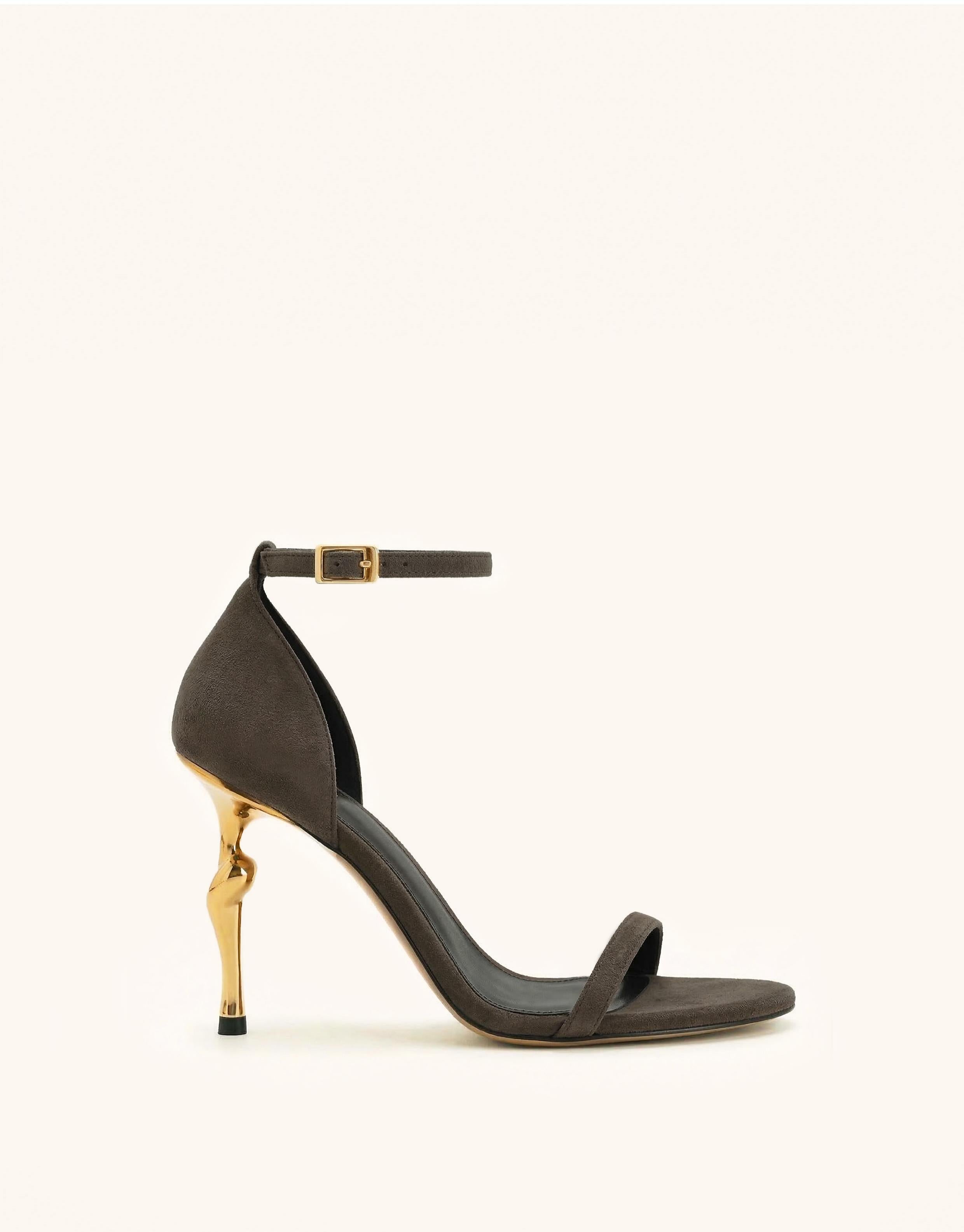 Alivia Ankle Strap Suede Sandals - Gray