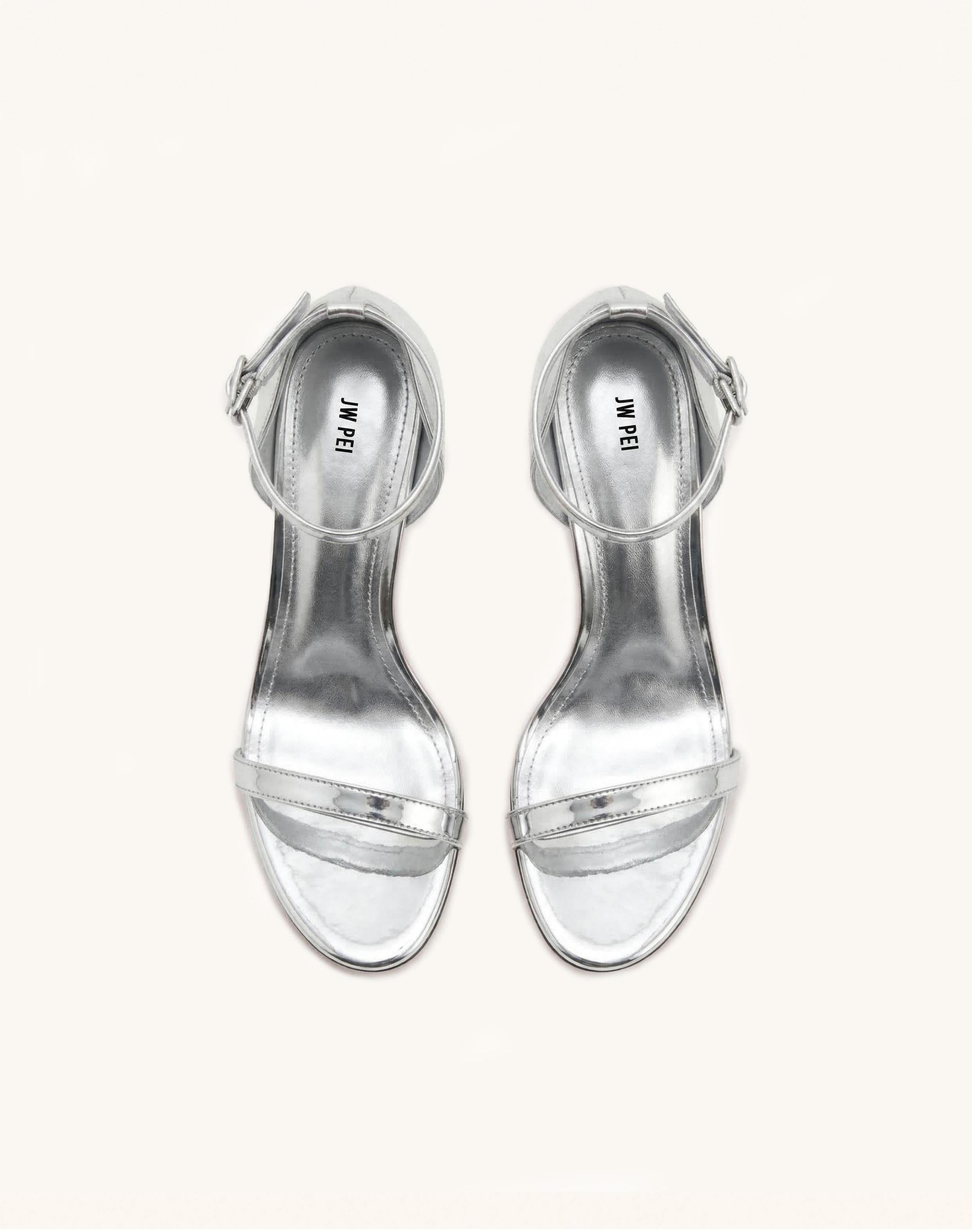 Alivia Ankle Strap Metallic Sandals - Silver