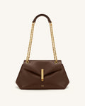 Valerie Chain Flap Shoulder Bag - Dark Brown