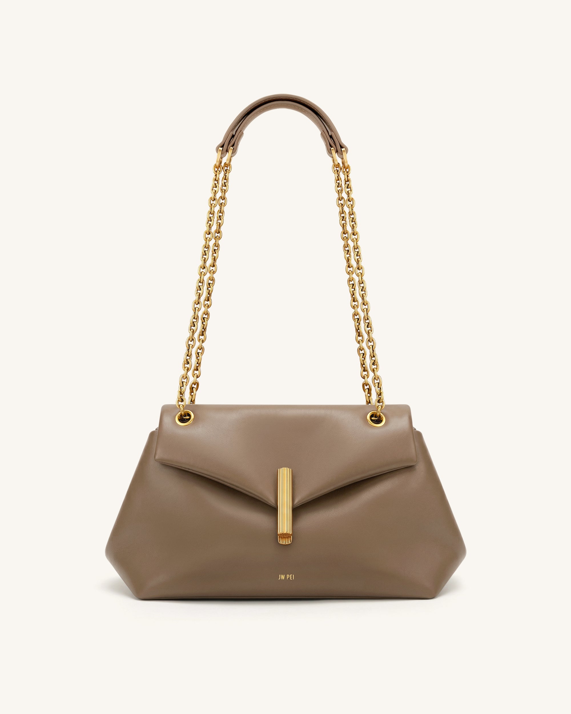 Valerie Chain Flap Shoulder Bag - Taupe