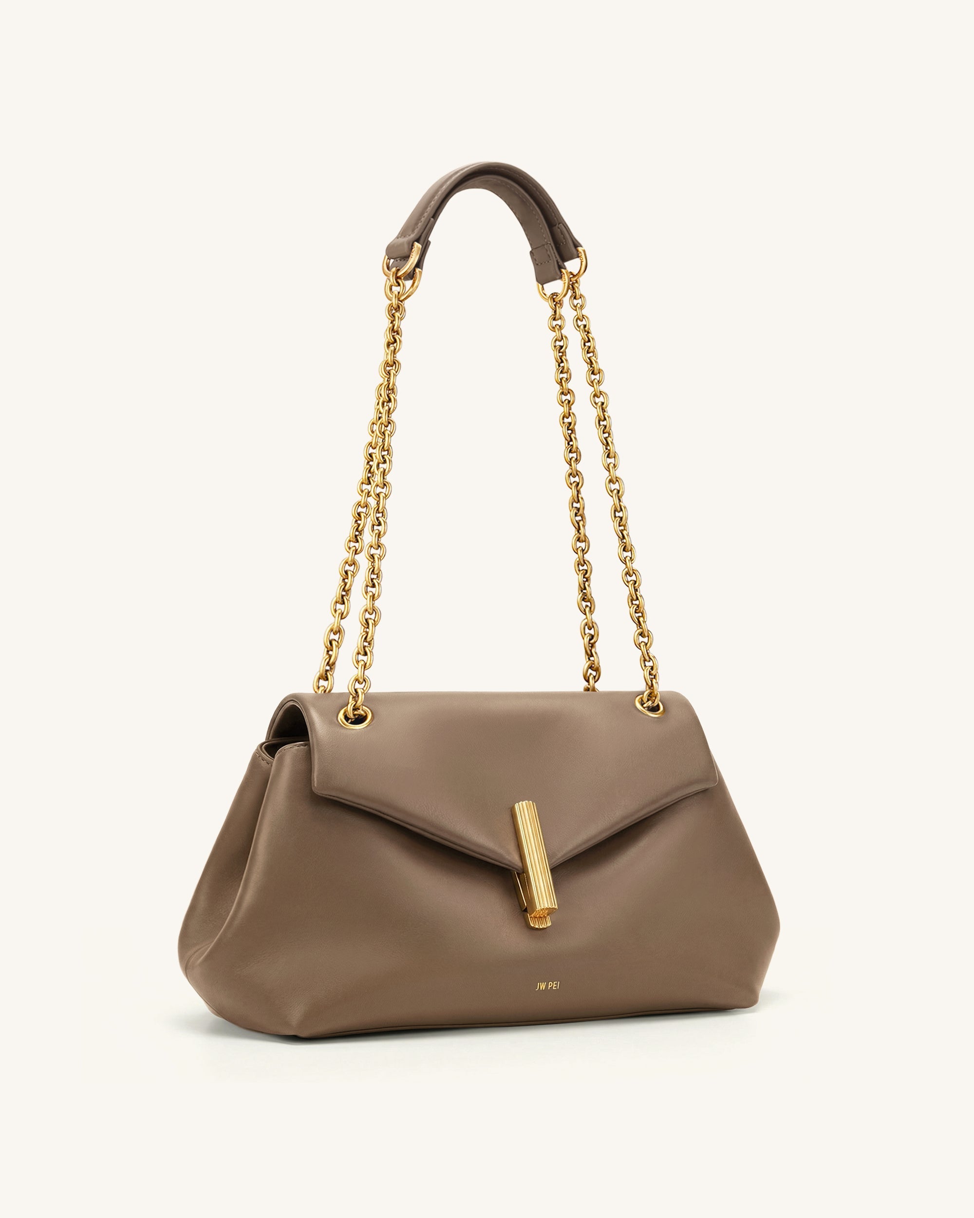 Valerie Chain Flap Shoulder Bag - Taupe