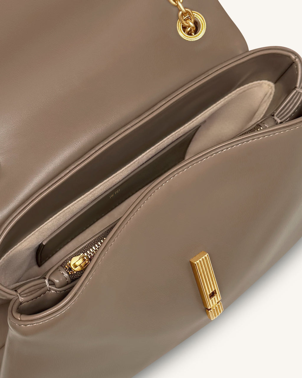 Valerie Chain Flap Shoulder Bag - Taupe